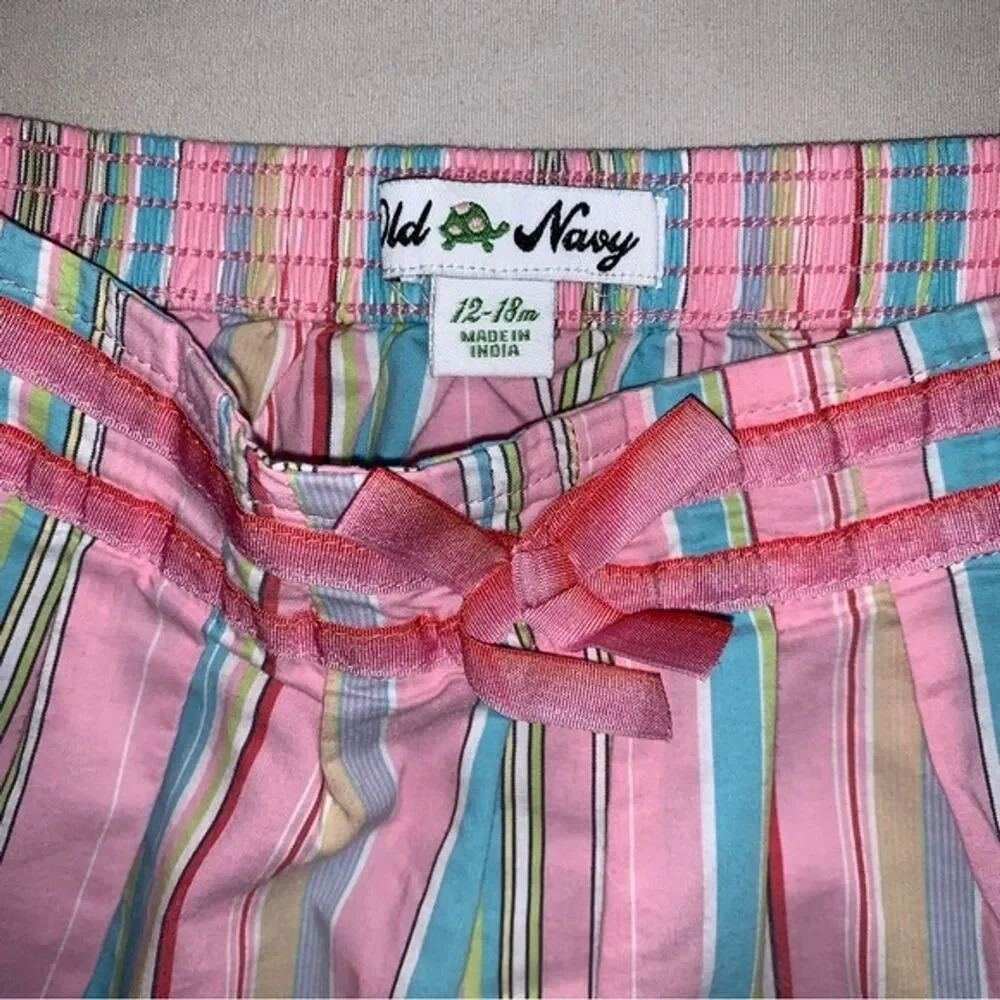 Old Navy Pastel Striped Skirt Girl’s 12-18 months Pleated Skater Circle Vacation